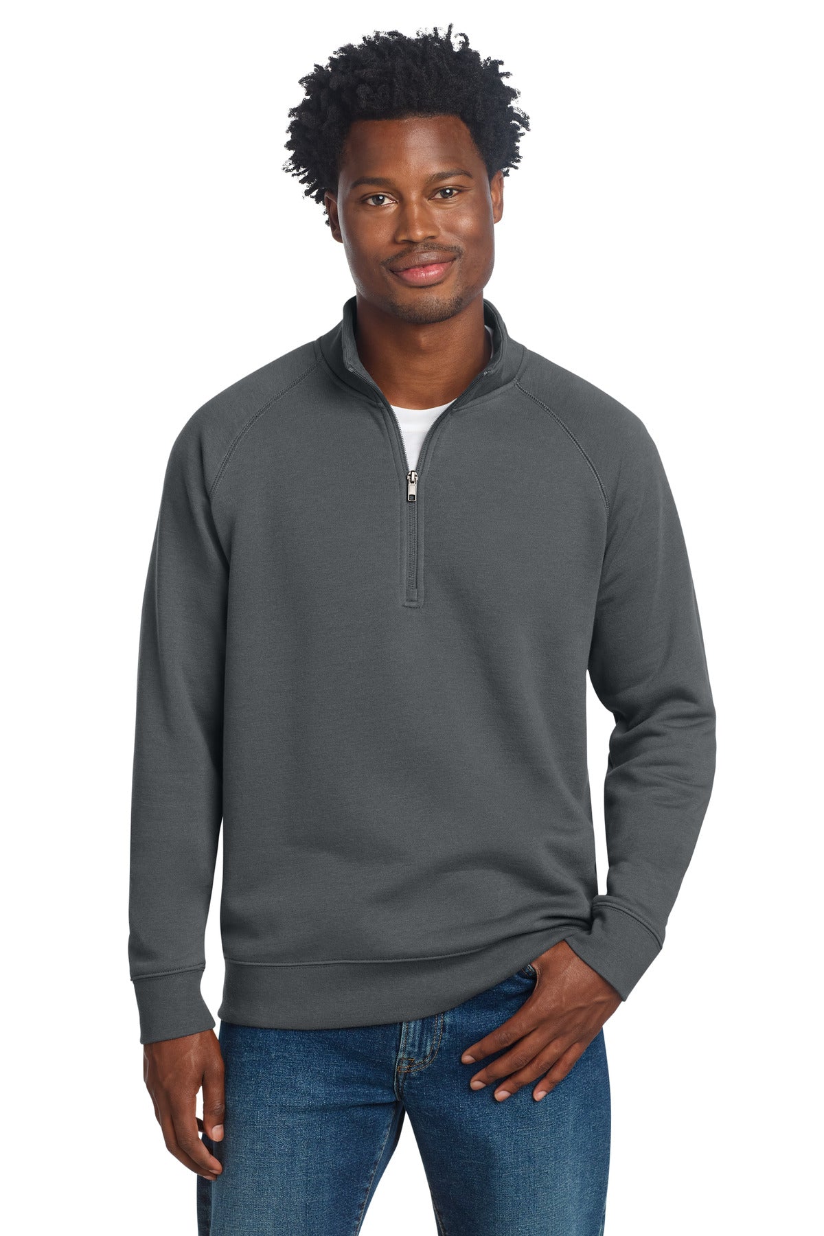 Front View of DkSmkGy Sport-Tek Drive Fleece 1/4-Zip Pullover STF202