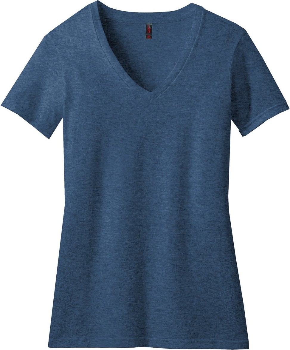 Front View of Dp Royal Fleck District Women's Perfect Blend CVC V-Neck Tee. DM1190L