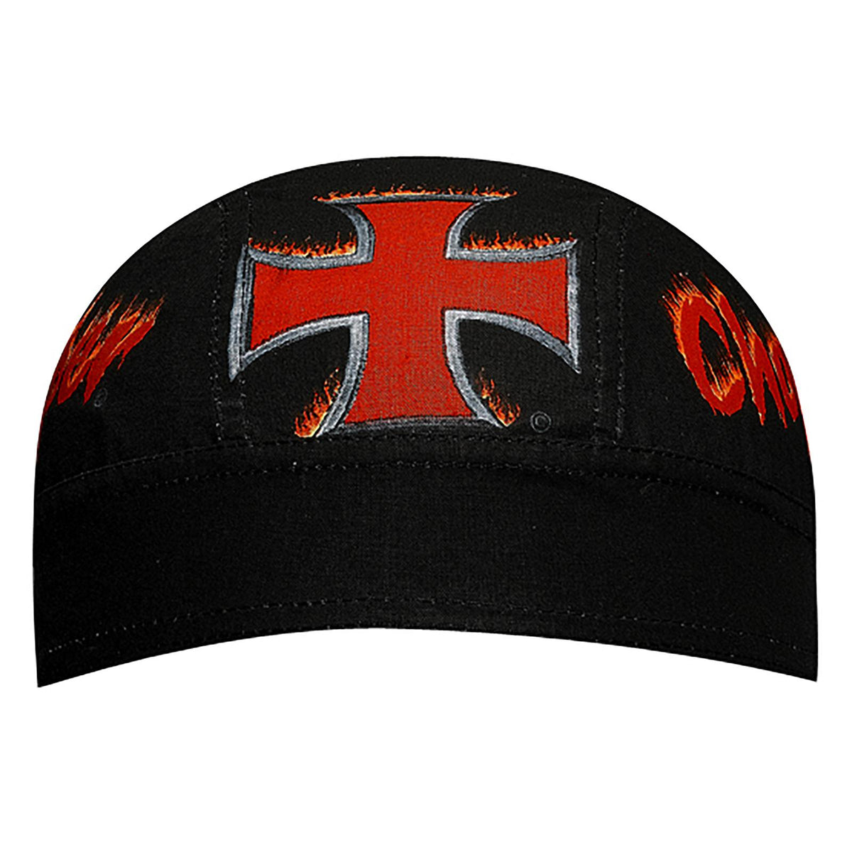 Front View of DP1203 - Design 012/Black OTTO CAP Biker Head Wrap