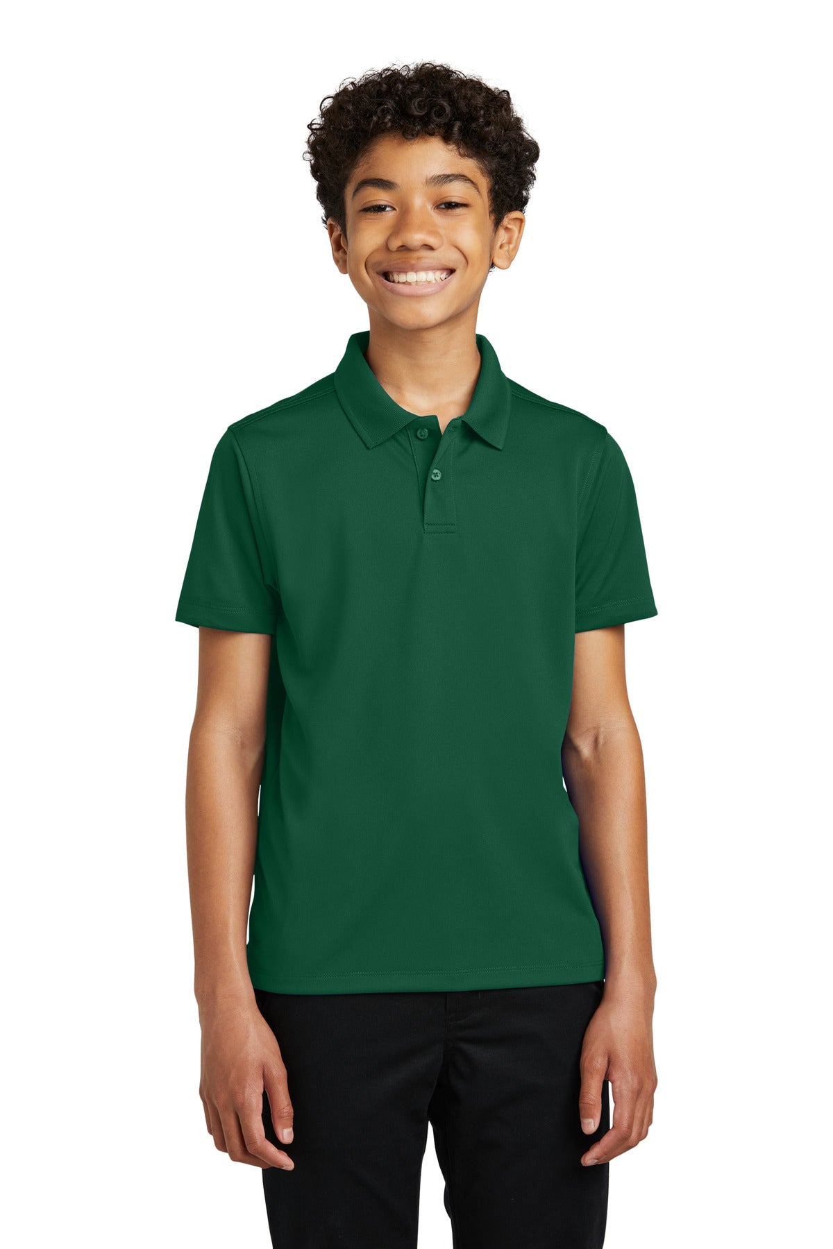 Front View of DpForGrn Port Authority Youth Dry Zone UV Micro-Mesh Polo Y110