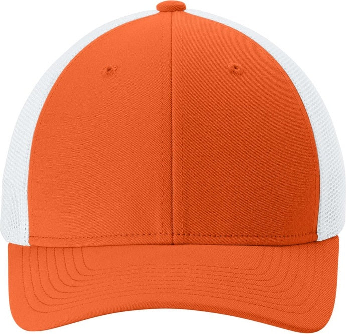 Front View of DpOr/White Sport-Tek Stretch-Tek Mesh Back Cap STC60