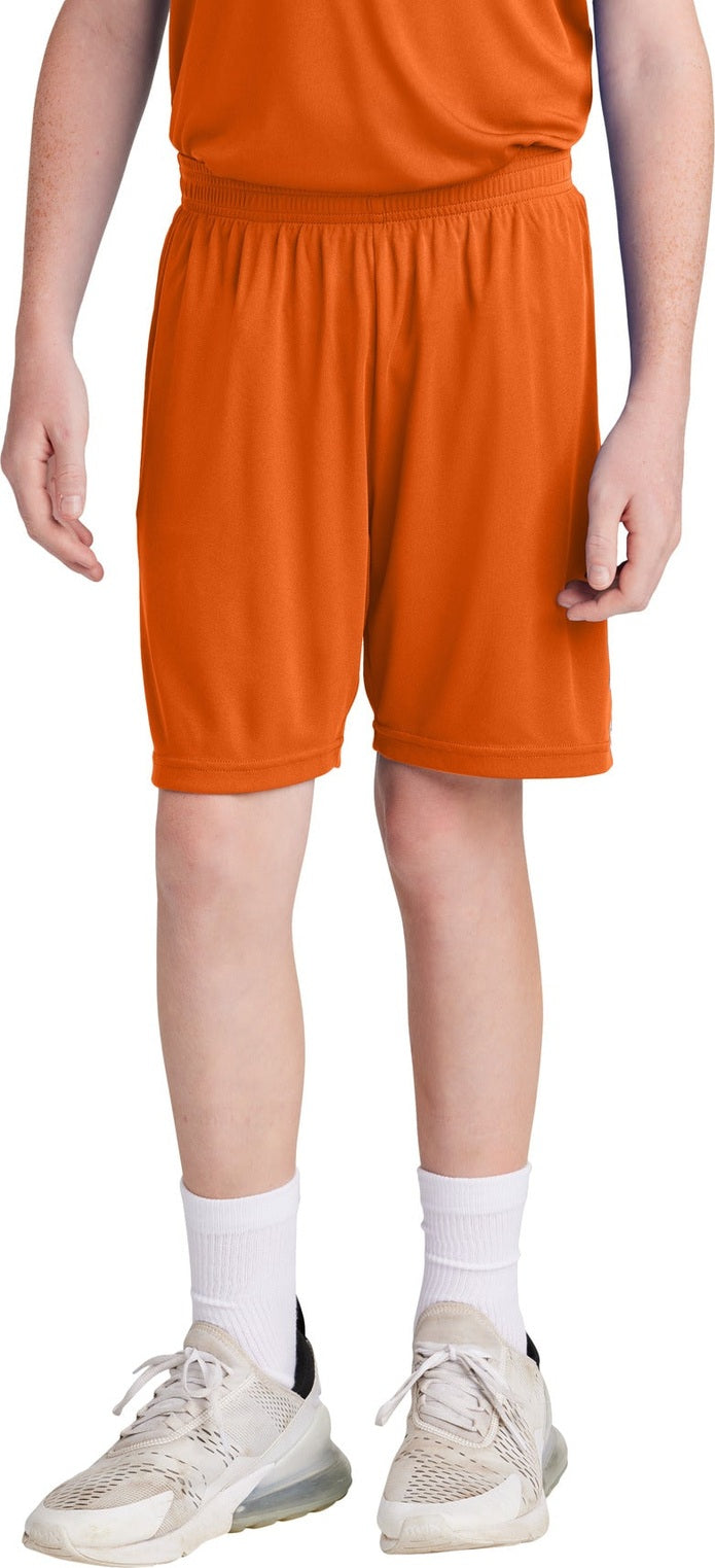 Front View of DpOr/White Sport-Tek Youth Competitor United 5" Short YST103