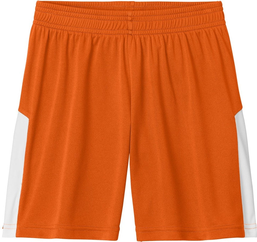 Front View of DpOr/White Sport-Tek Youth Competitor United 5" Short YST103