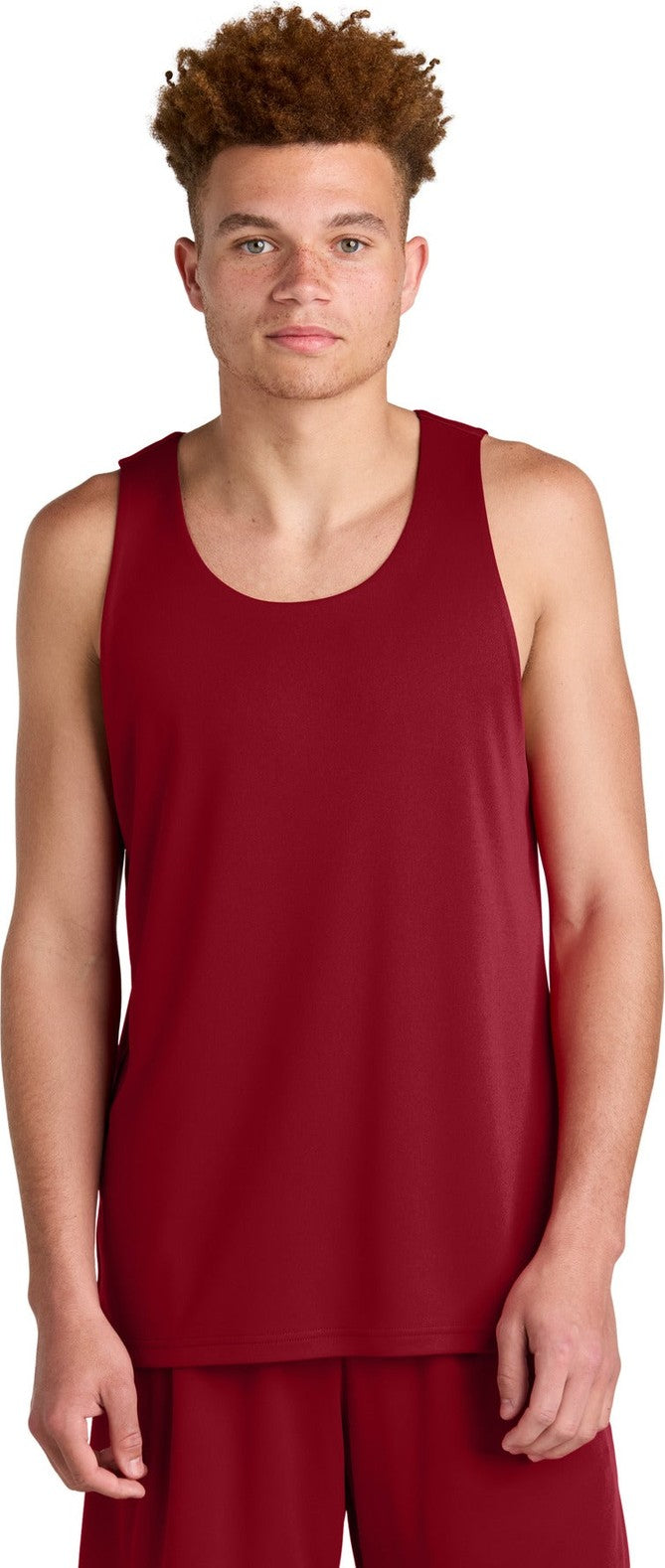 Front View of DpRd/Blk Sport-Tek PosiCharge Competitor Rev Tank ST551