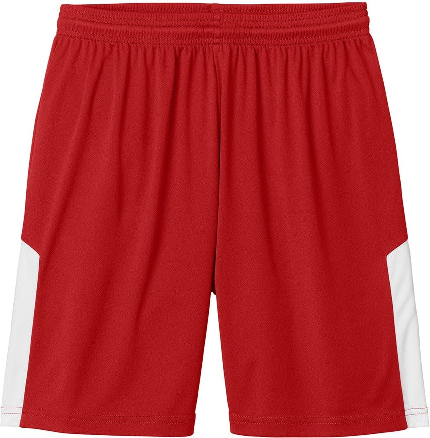 Front View of DpRd/Wht Sport-Tek Competitor United 7" Short ST103