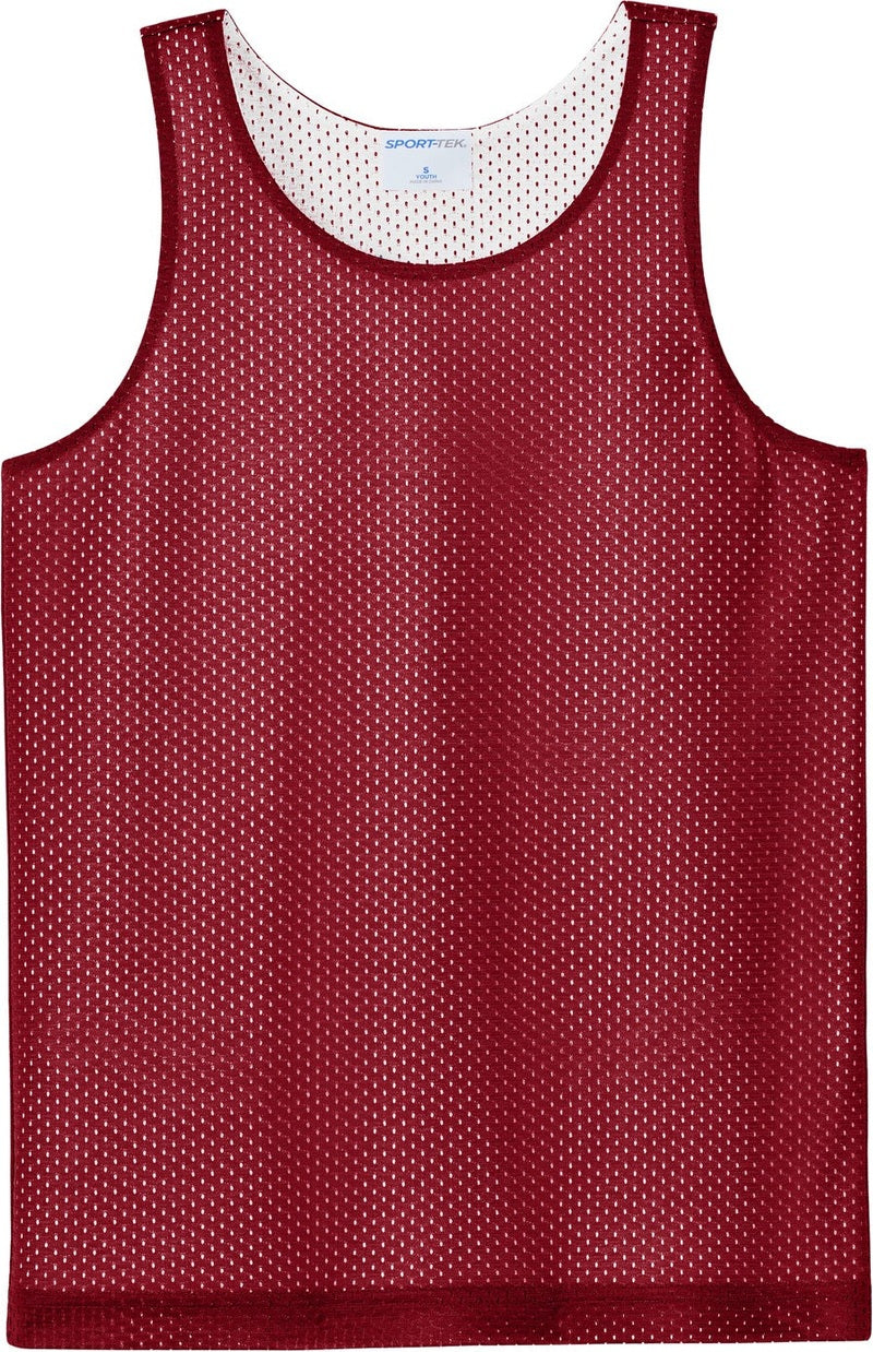 Front View of DpRd/Wht Sport-Tek Youth PosiCharge Reversible Mesh Tank YST5000