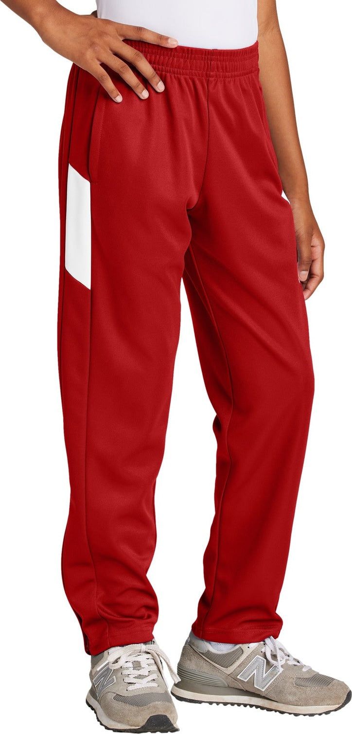 Front View of DpRd/Wht Sport-Tek Youth Travel Pant YPST800