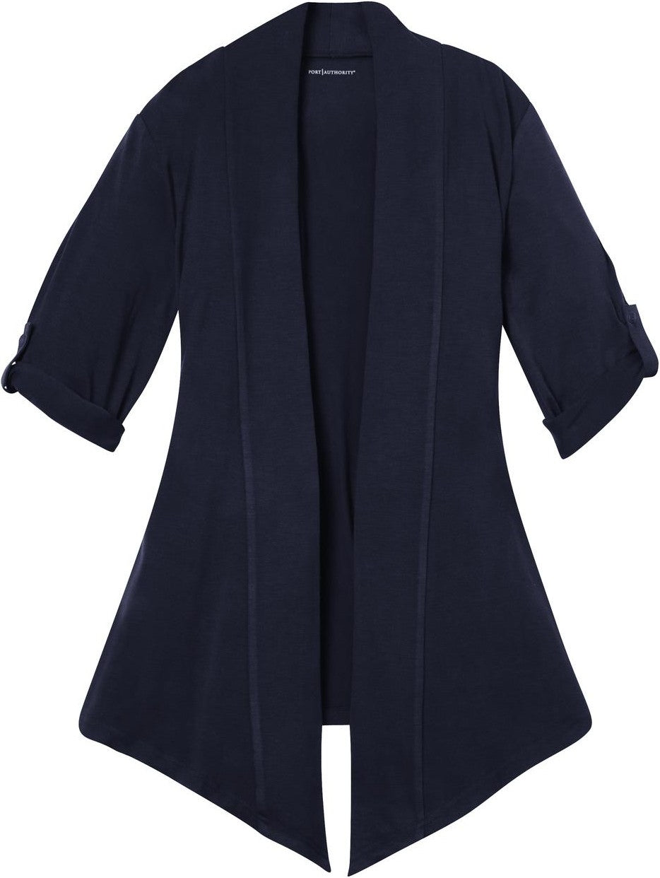 Front View of Dress Blue Nvy Port Authority Women's Concept Shrug. L543