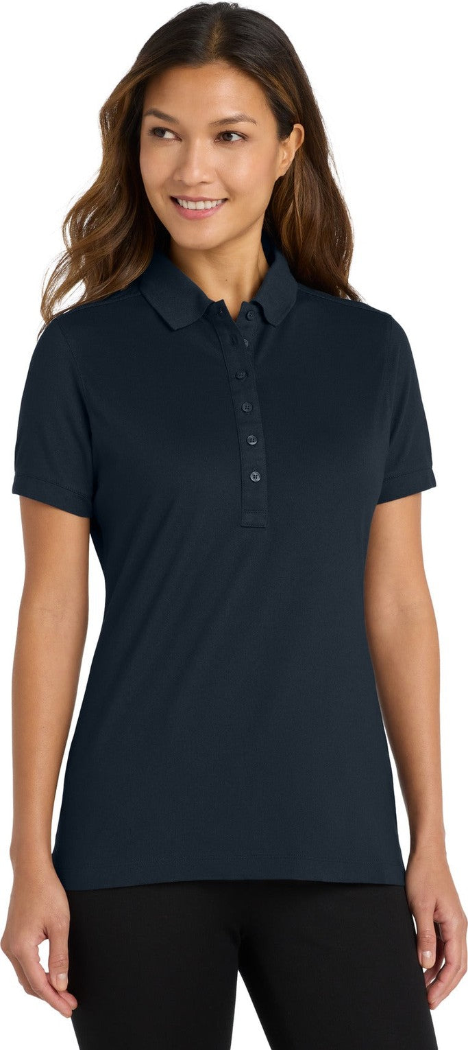 Front View of Dress Blue Nvy Port Authority Women's Stretch Pique Polo. L555