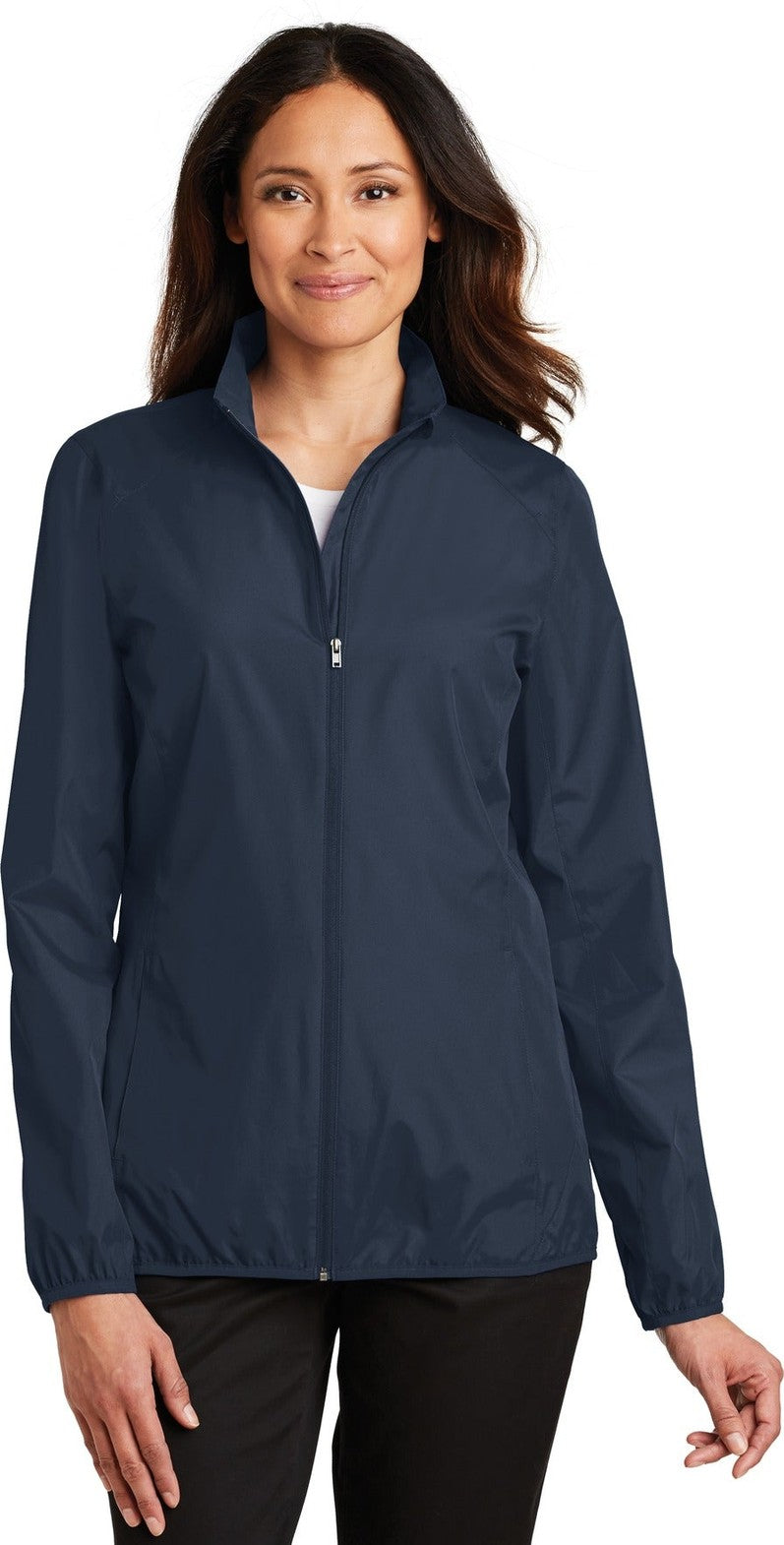 Front View of Dress Blue Nvy Port Authority Women's Zephyr Full-Zip Jacket. L344