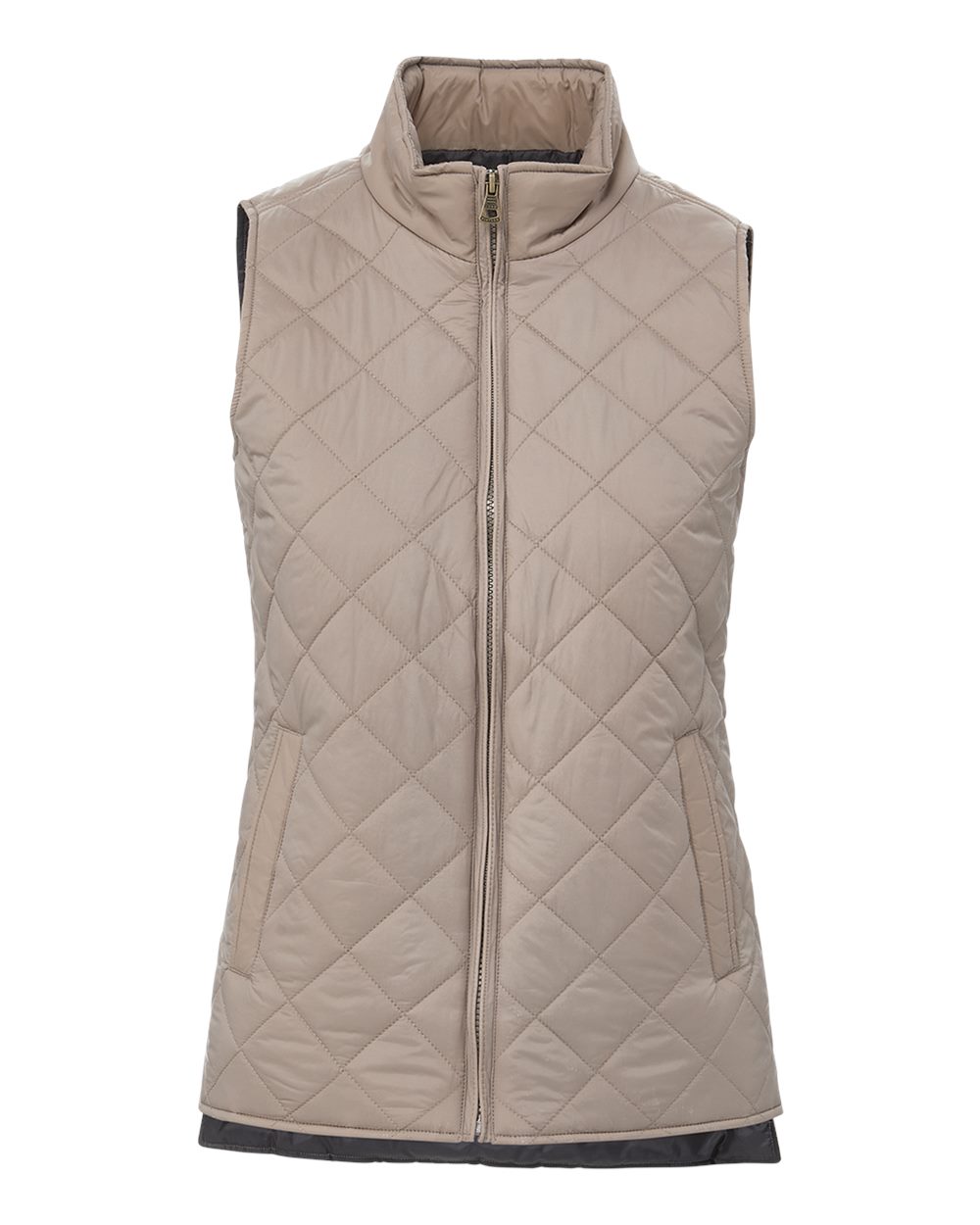 Front View of Driftwood Women&#39;s Vintage Diamond Quilted Vest - W207359