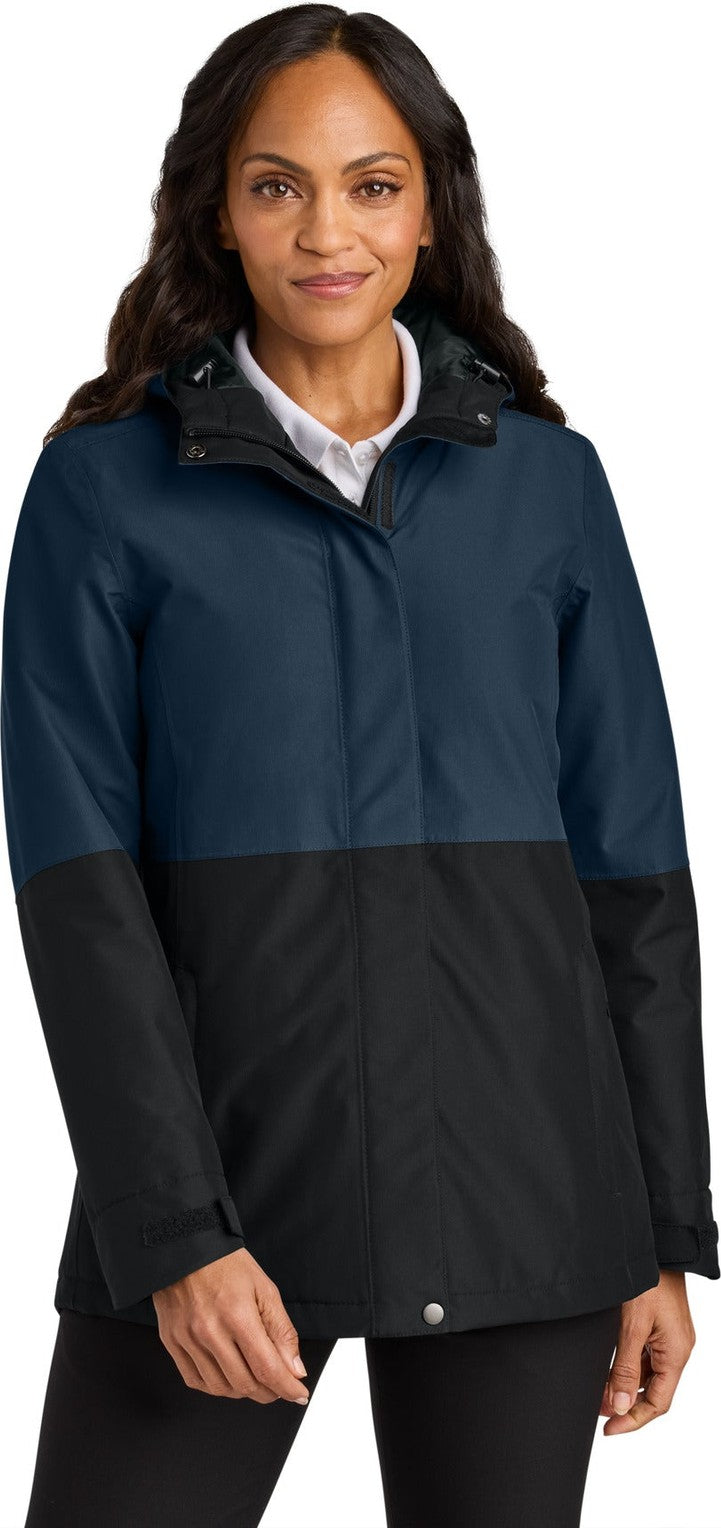 Front View of DsBNv/DpBk Port Authority Women's Insulated Heavy Ripstop Jacket L721