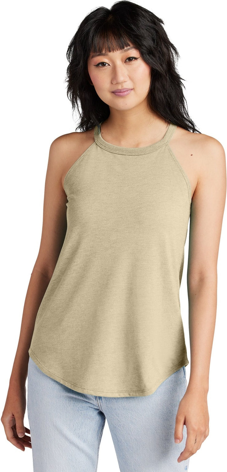 Front View of DsrtTanHtr District Women's Perfect Tri Rocker Tank. DT137L