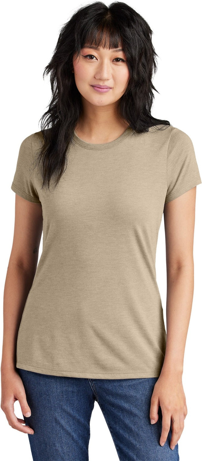 Front View of DsrtTanHtr District Women's Perfect Tri Tee. DM130L