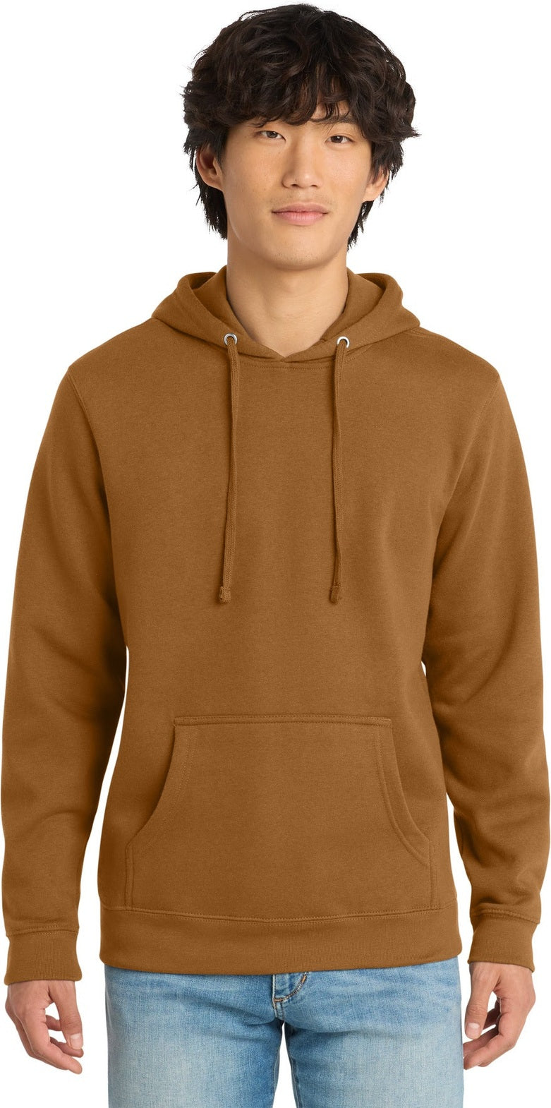 Front View of Duck Brown District V.I.T. Fleece Hoodie DT6100