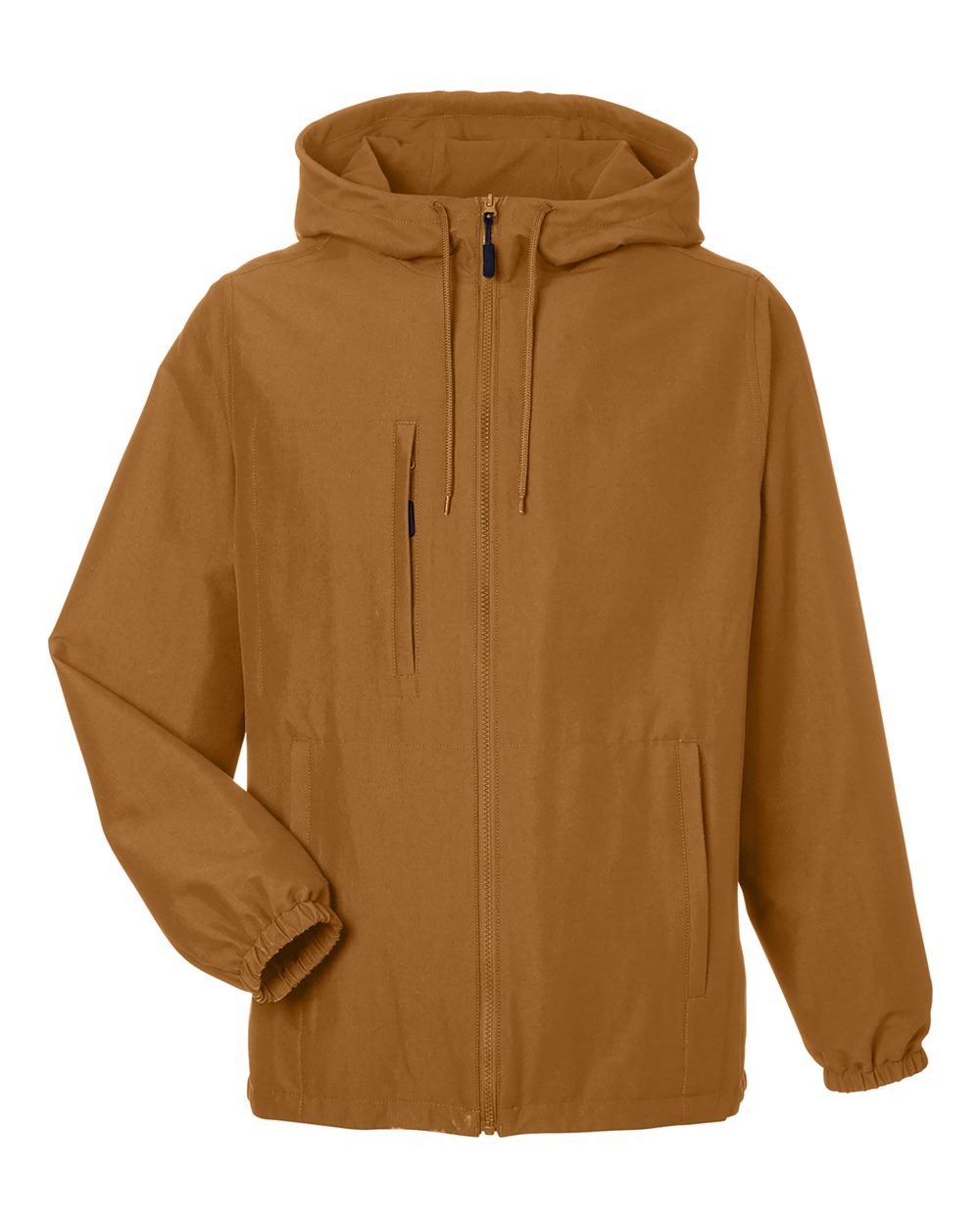 Front View of Duck Brown Unisex Flex Twill Hooded Jacket - M73