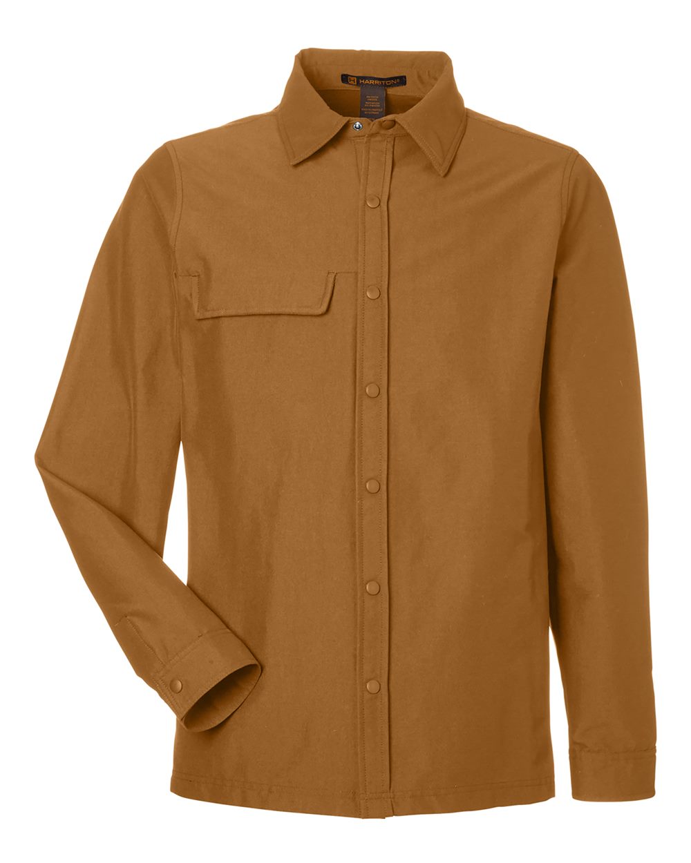 Front View of Duck Brown Unisex Flex Twill Overshirt - M72