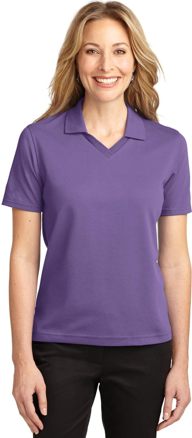 Front View of Dusty Purple Port Authority Women's Rapid Dry Polo. L455