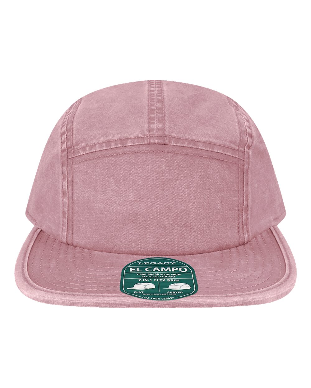 Front View of Dusty Rose El Campo Five-Panel Camper Hat - ELCMPO