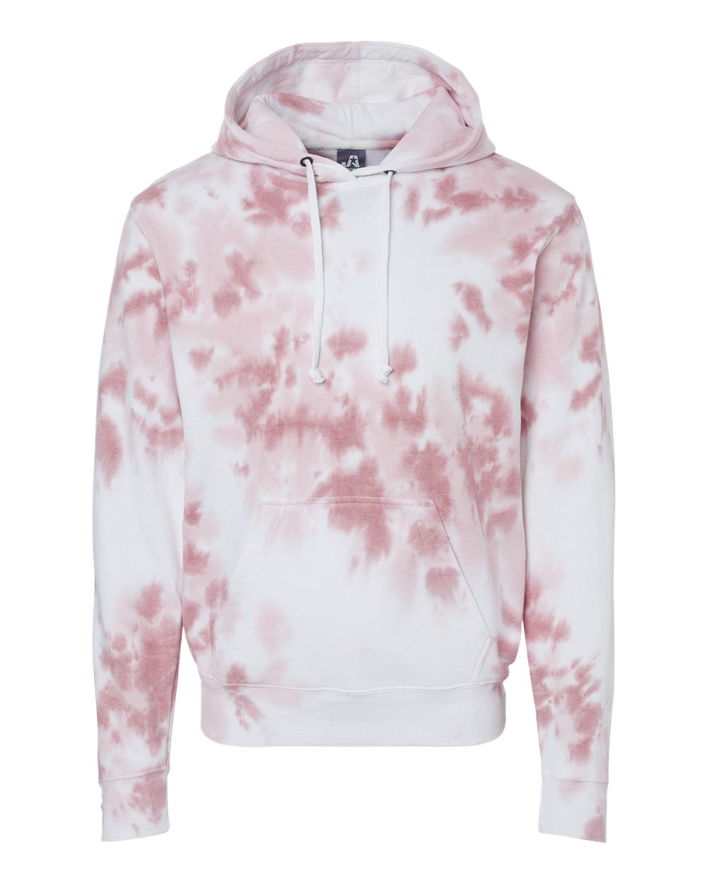 Front View of Dusty Rose Tie Dye Tie-Dyed Fleece Hooded Sweatshirt - 8861