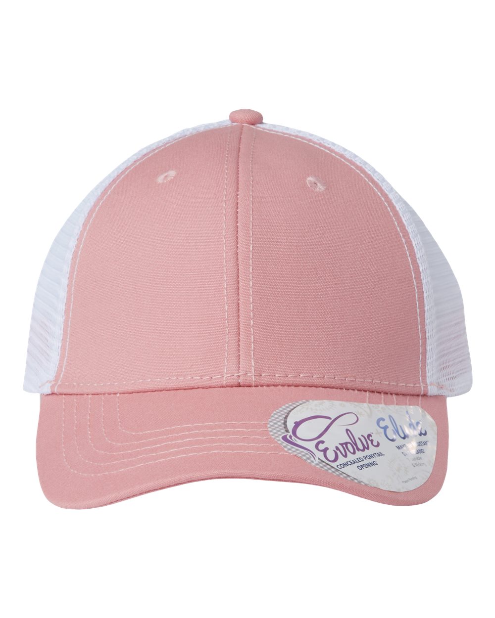 Front View of Dusty Rose/ White Women&#39;s Modern Trucker Cap - CHARLIE