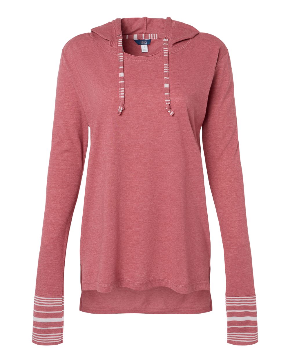 Front View of Dusty Rose Women's Heathered Jersey Hooded Tunic - W19439