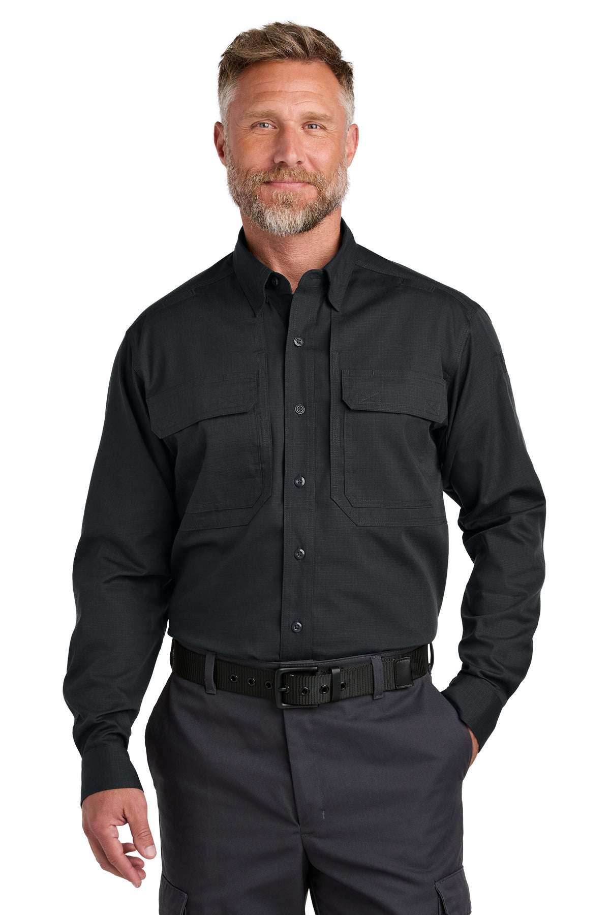 Front View of EchoSteel CornerStone Long Sleeve Select Tactical Shirt CSW176