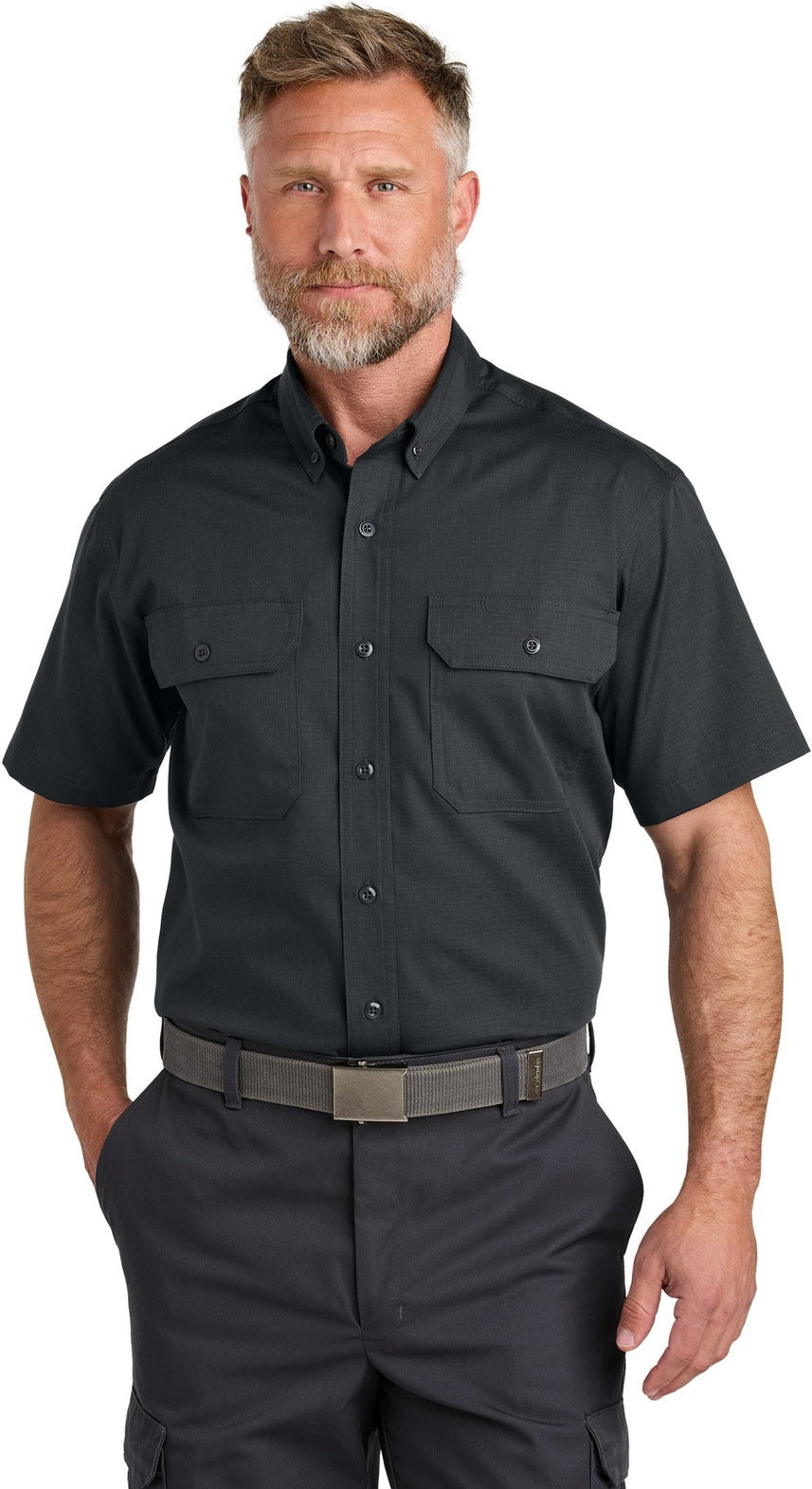 Front View of EchoSteel CornerStone Short Sleeve Select Ripstop Shirt CSW175