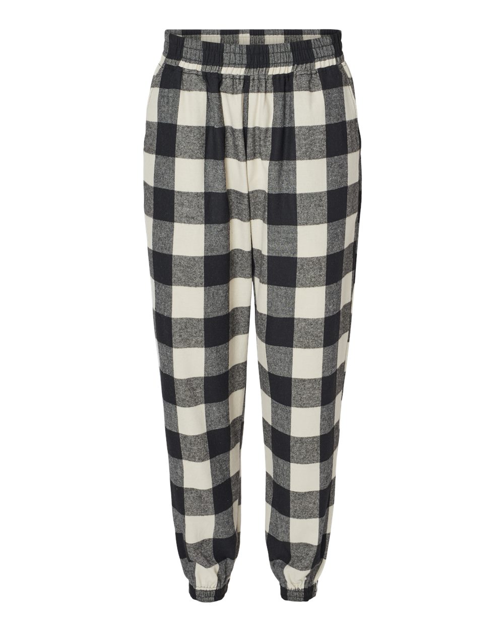 Front View of Ecru/ Black Flannel Joggers - 8810