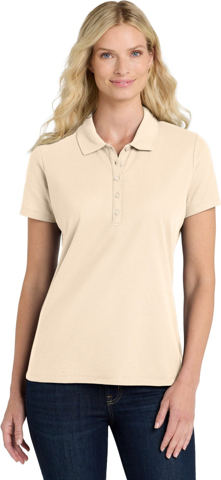 Front View of Ecru Port Authority Women's SuperPro React Polo. LK810
