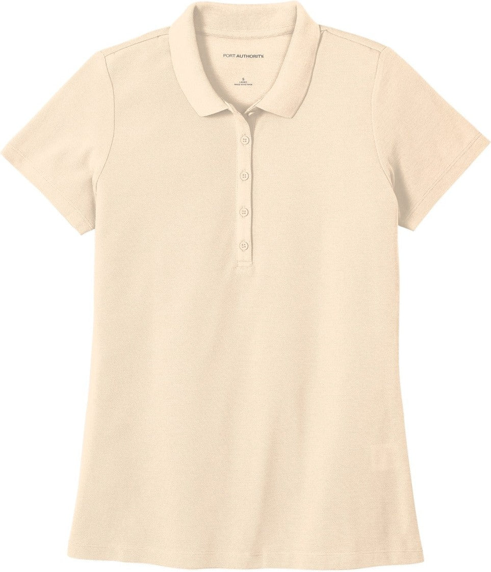 Front View of Ecru Port Authority Women's SuperPro React Polo. LK810