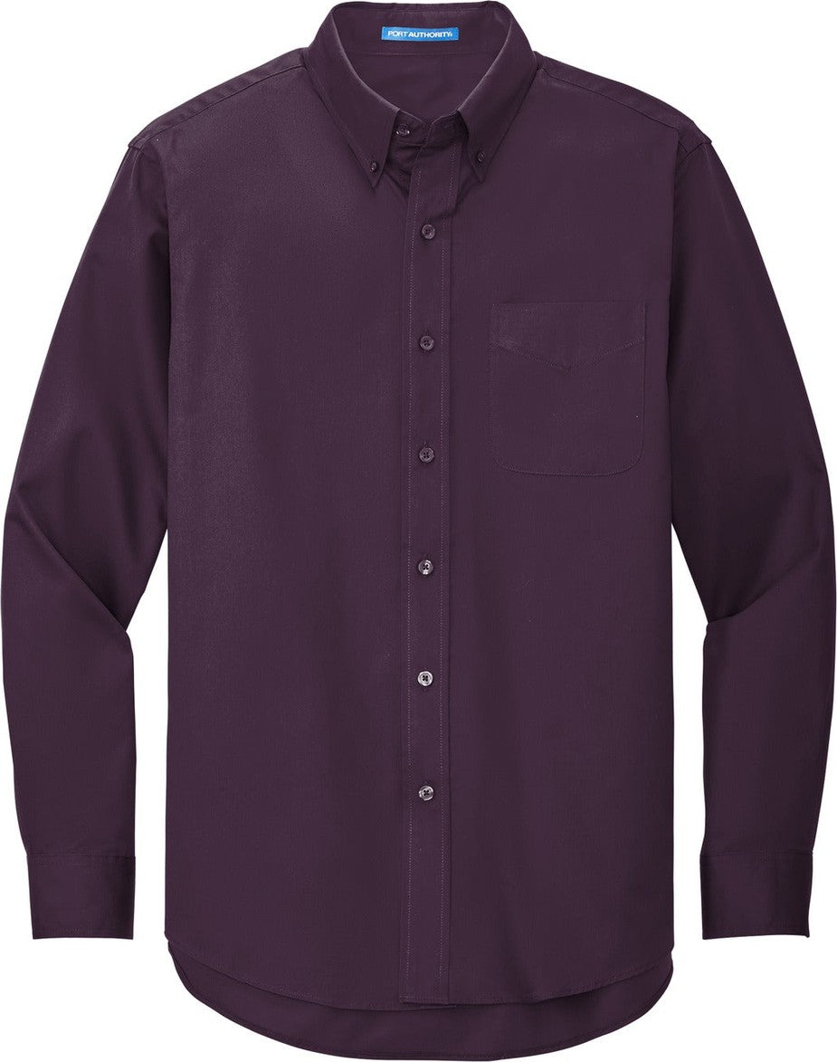 Front View of Eggplant Port Authority Long Sleeve Easy Care Shirt S608