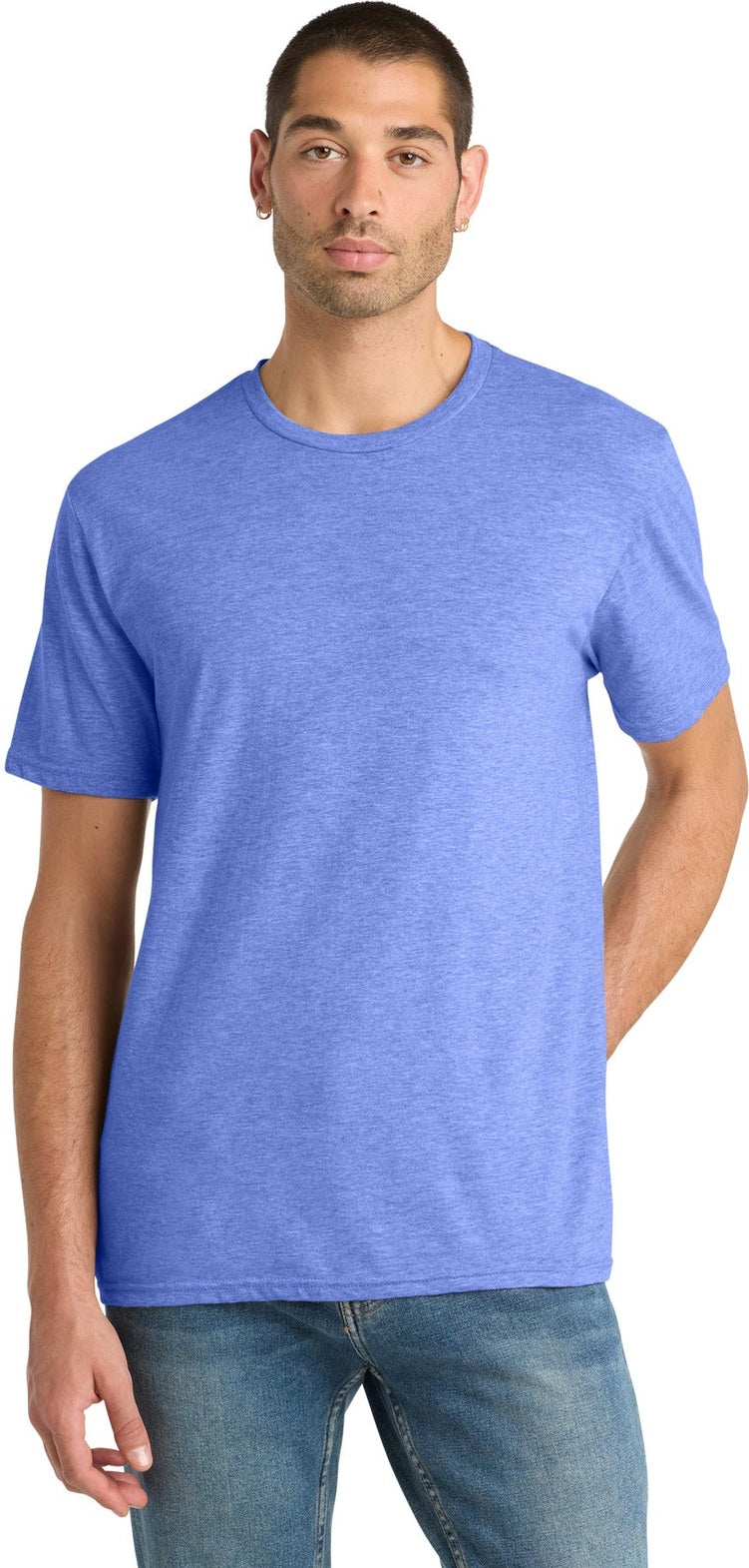 Front View of ElecPrplHt District Perfect Blend CVC Tee. DM108