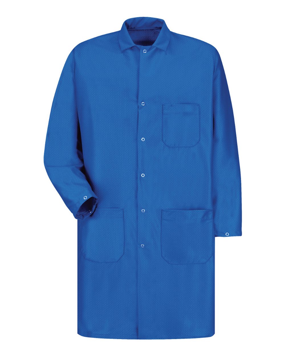 Front View of Electric Blue ESD/Anti-Stat Teach Coat - KK28