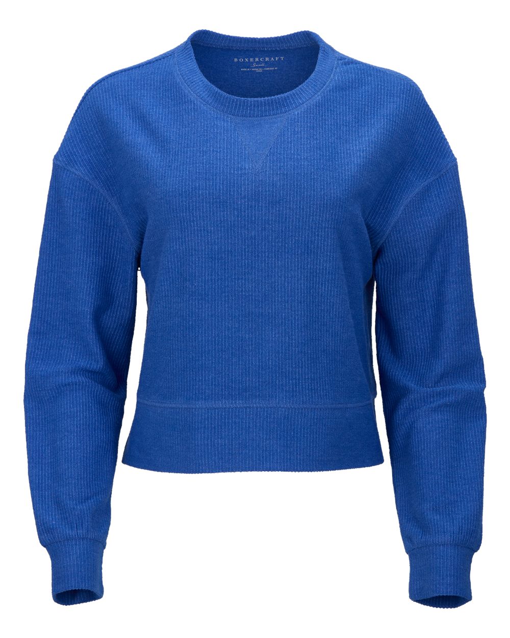 Front View of Electric Royal Women's Cropped Boxy Long Sleeve T-Shirt - BW5102
