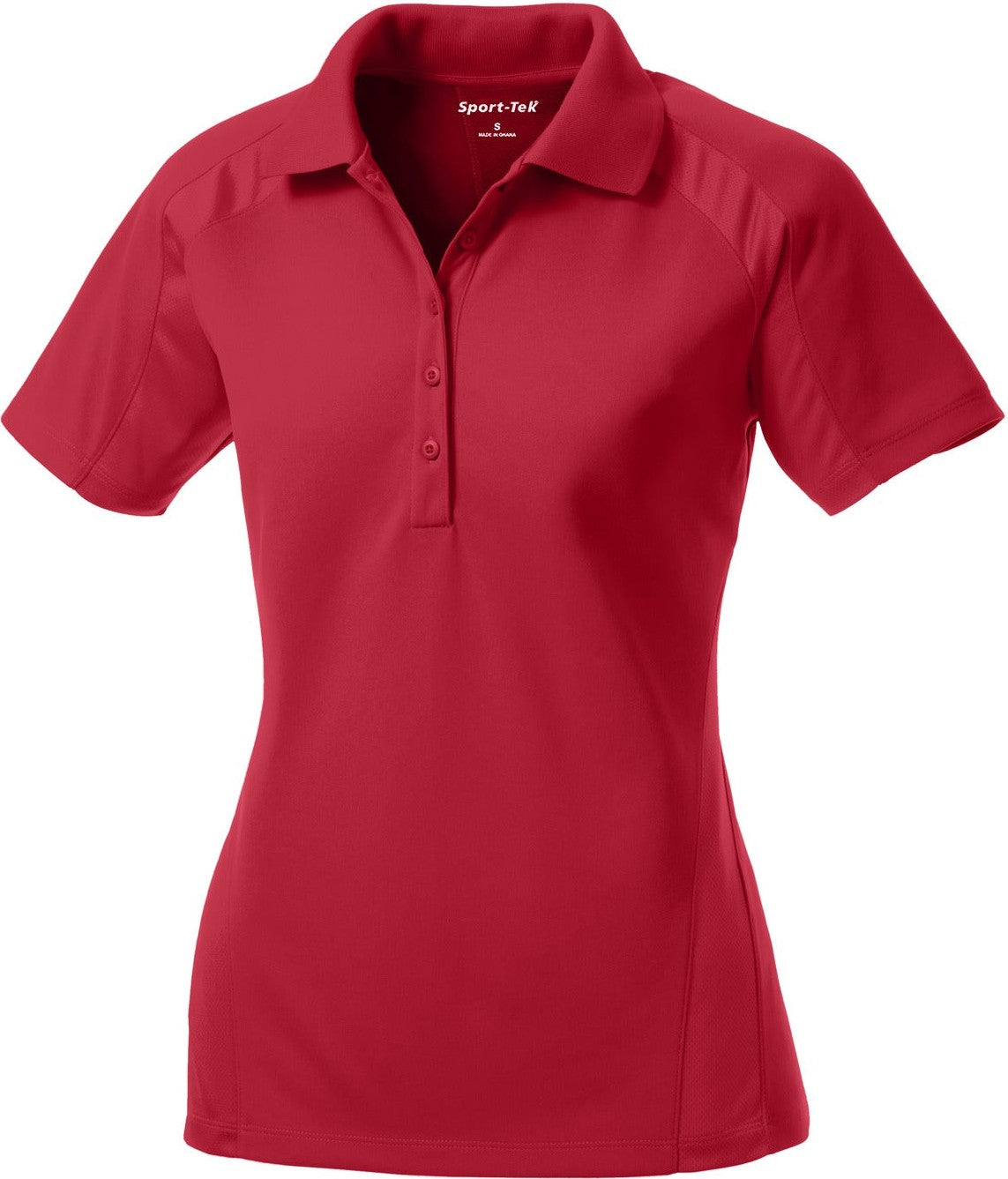 Front View of Engine Red Sport-Tek Women's Dri-Mesh Pro Polo. L474