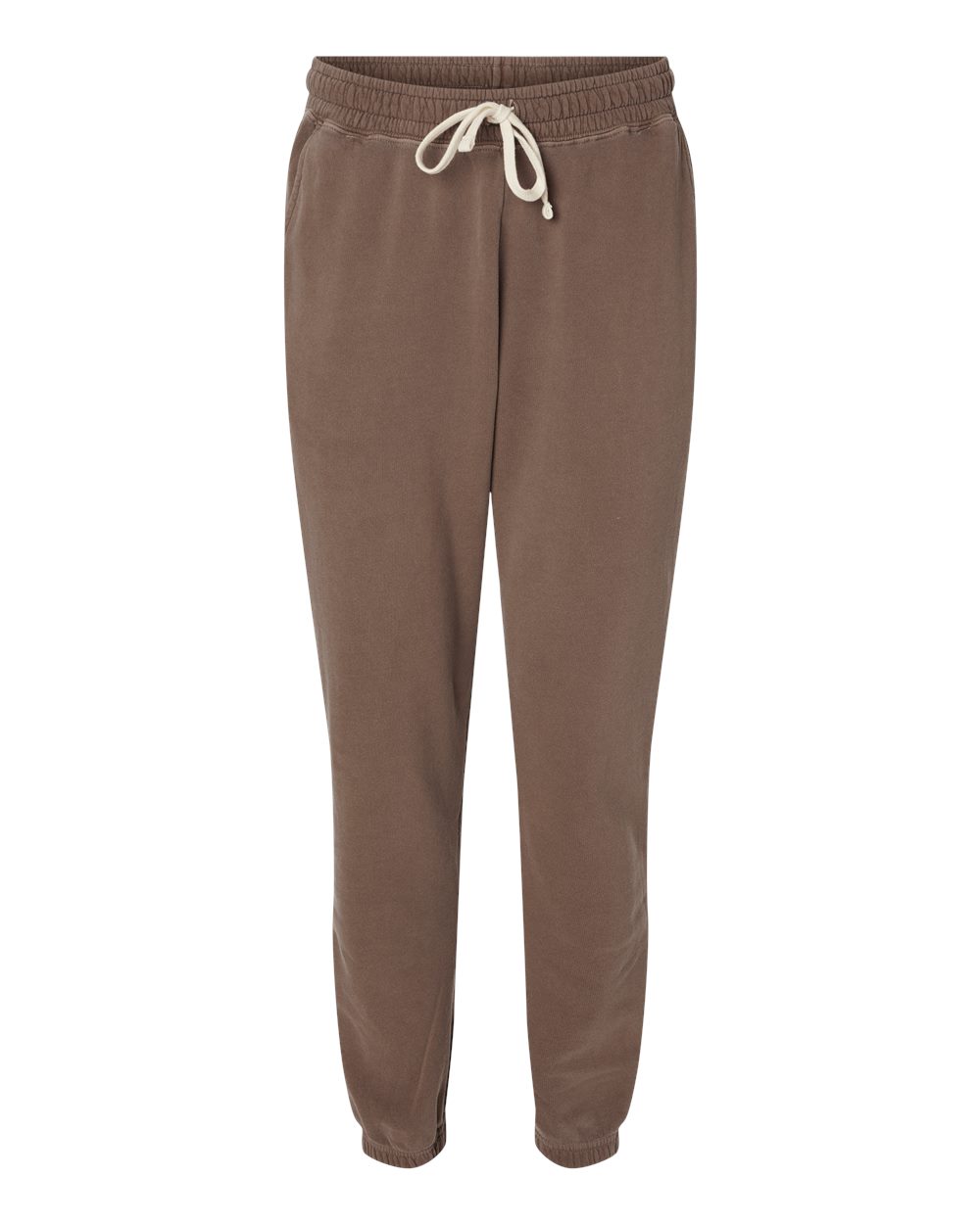 Front View of Espresso Garment-Dyed Lightweight Fleece Sweatpants - 1469