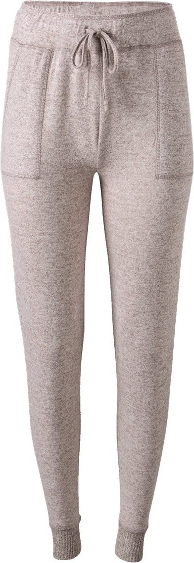 Front View of Espresso Heather Women's Cuddle Fleece Joggers - L09
