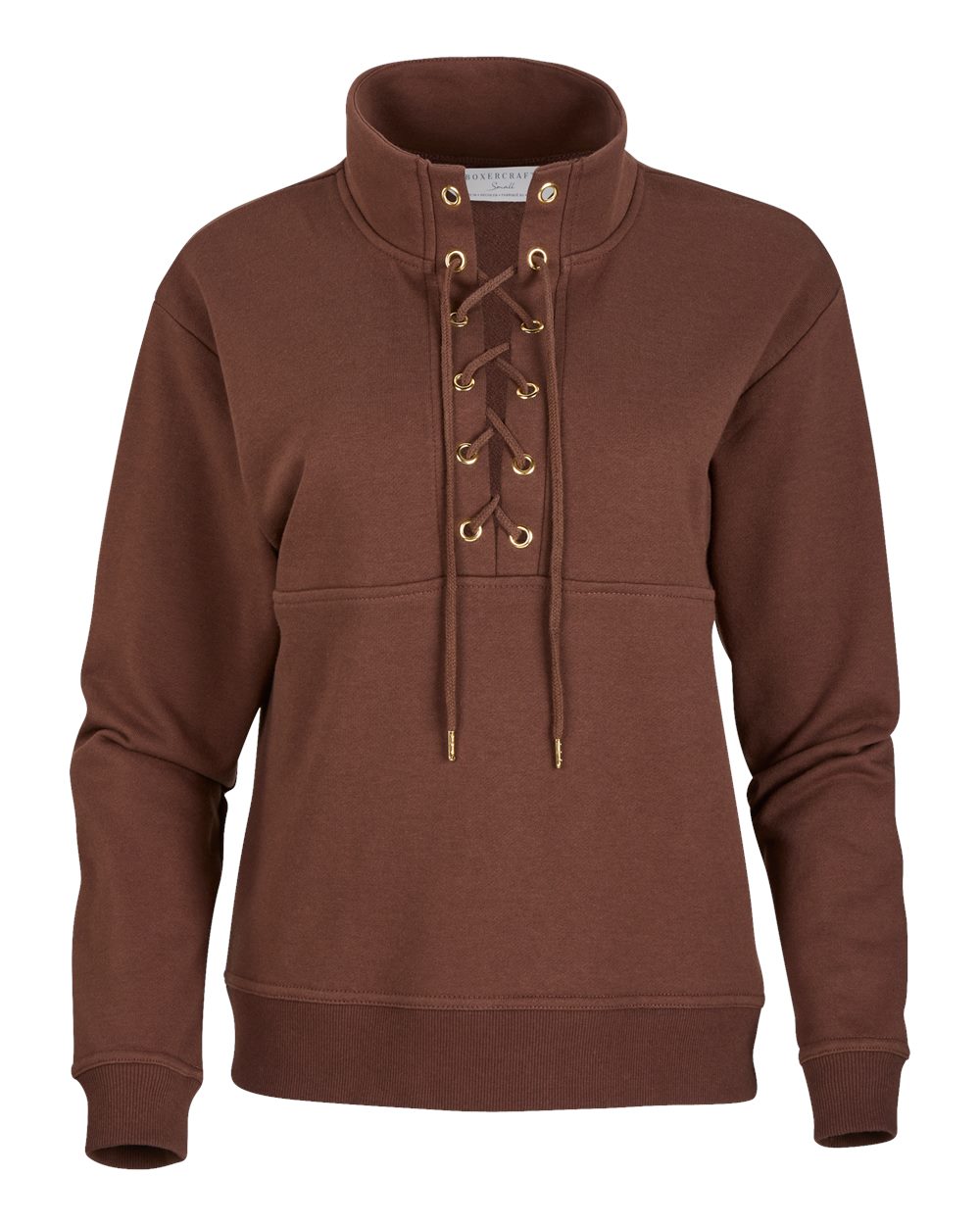 Front View of Espresso Women's Lace Up Pullover - BW5401