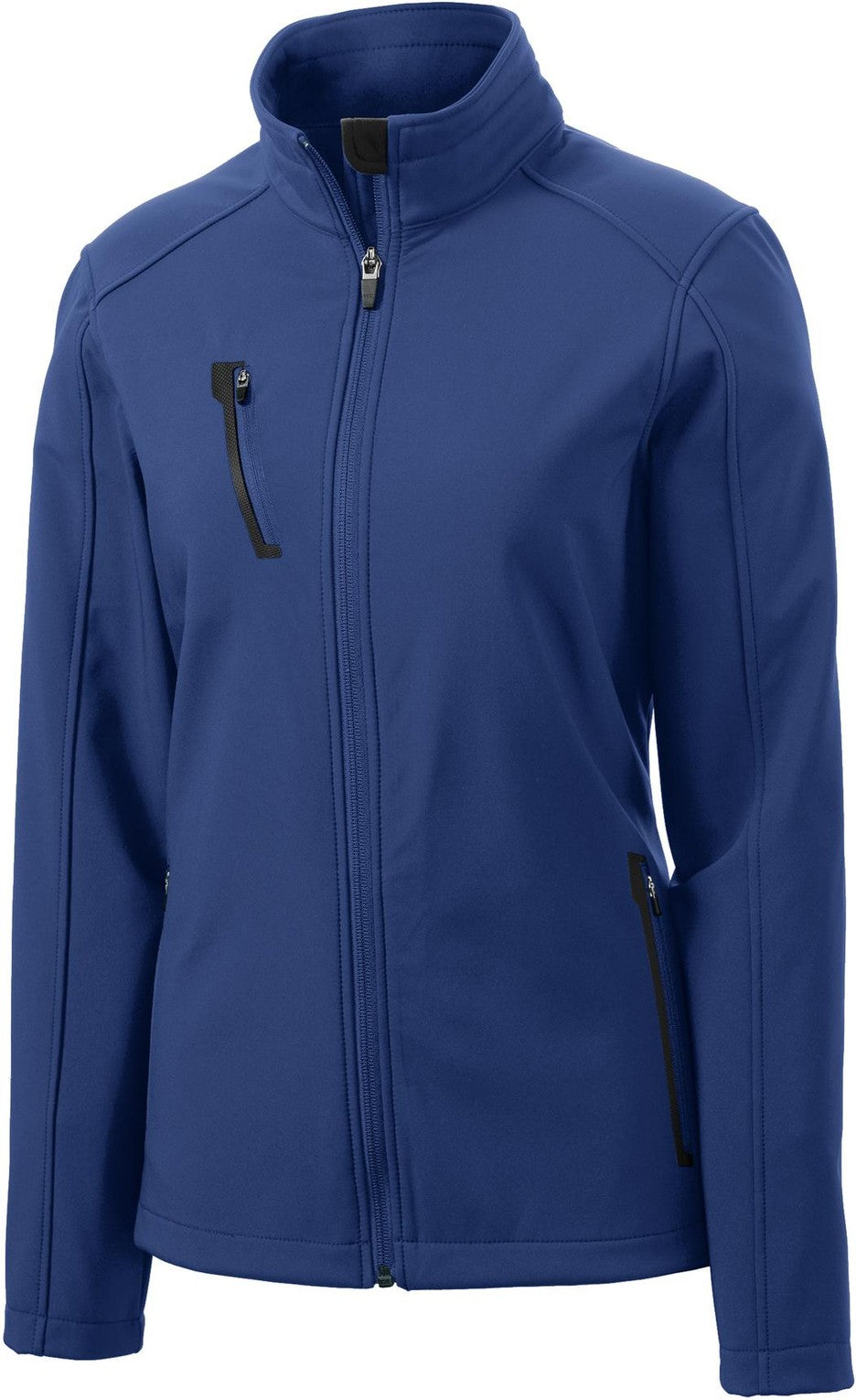 Front View of Estate Blue Port Authority Women's Welded Soft Shell Jacket. L324