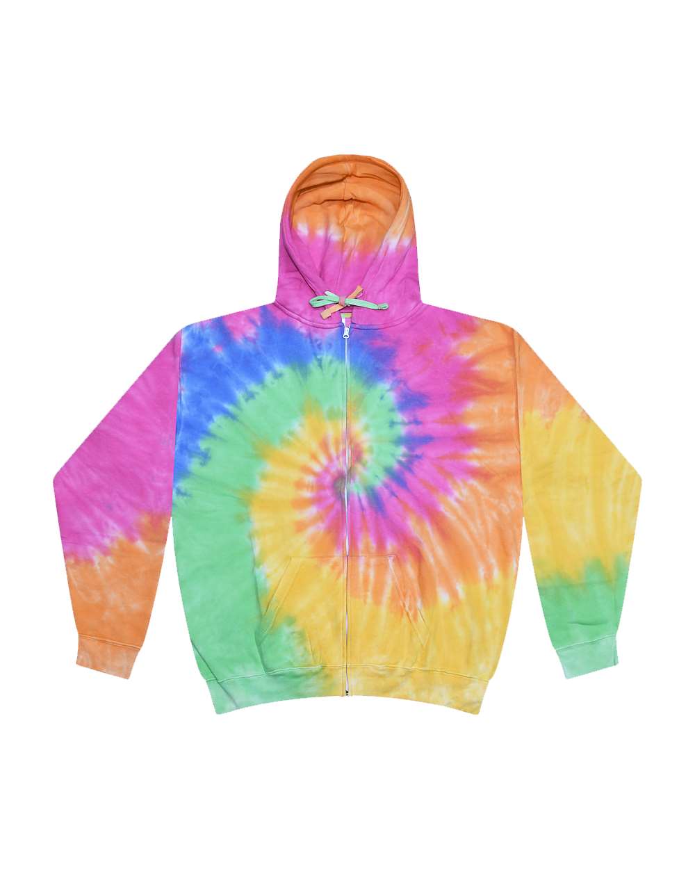Front View of Eternity Tie-Dyed Full-Zip Hooded Sweatshirt - 8888