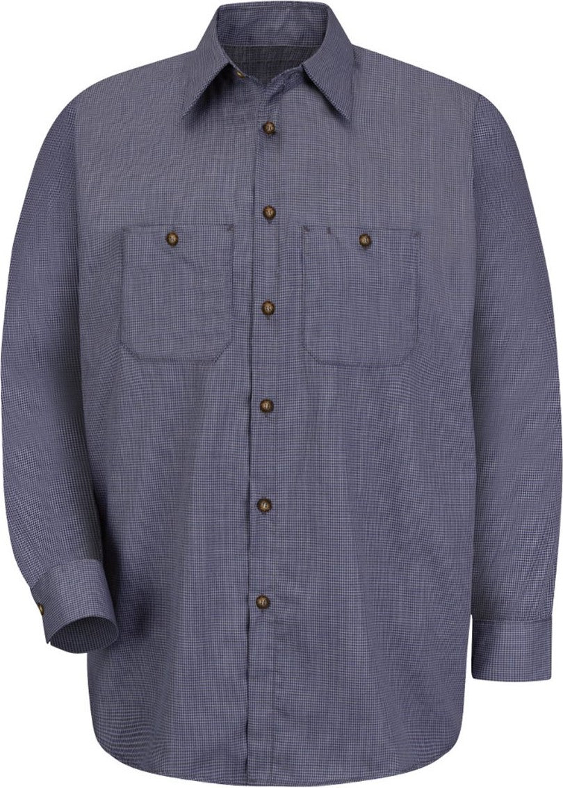 Front View of EX-Blue/ Charcoal Premium Long Sleeve Work Shirt - SP10