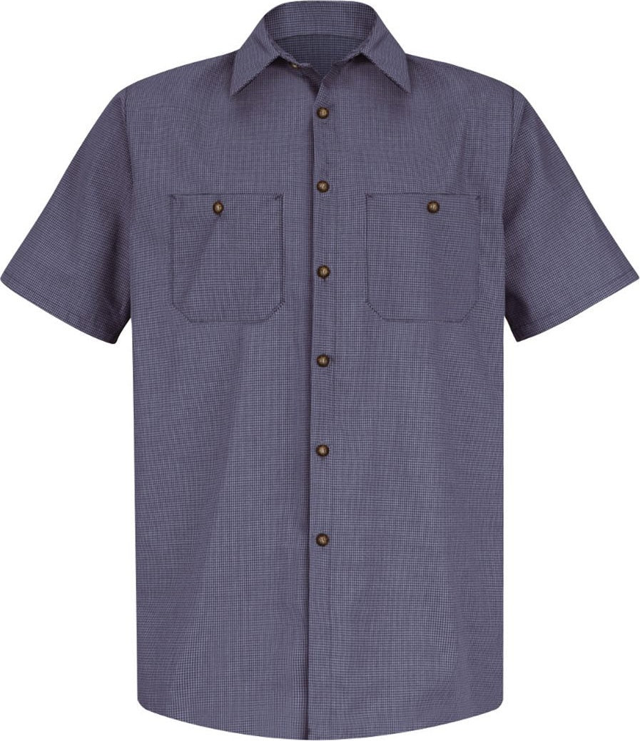 Front View of EX-Blue/ Charcoal Premium Short Sleeve Work Shirt - Tall Sizes - SP20T