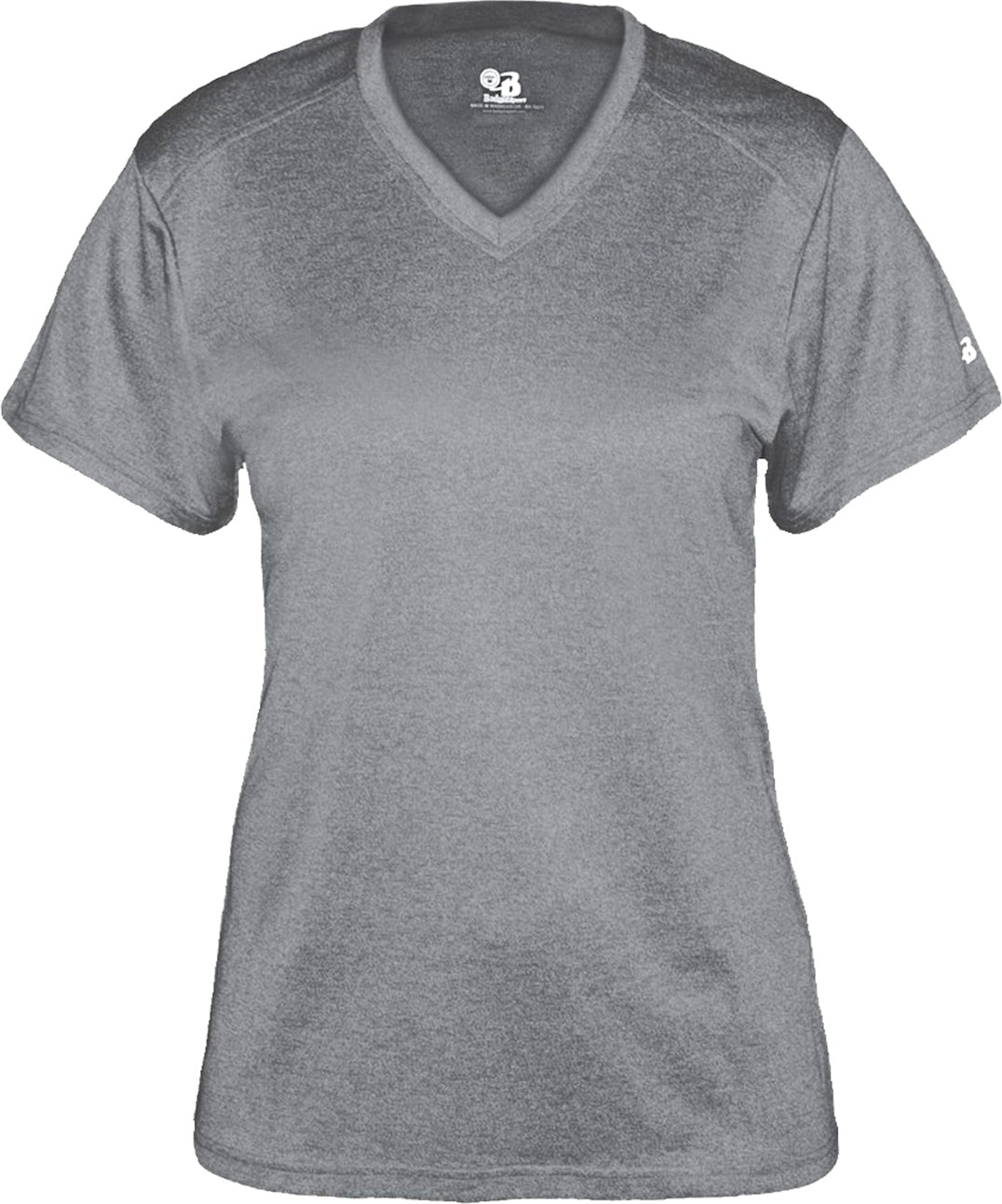 Front View of F249 PRO HEATHER LADIES' V-NECK TEE