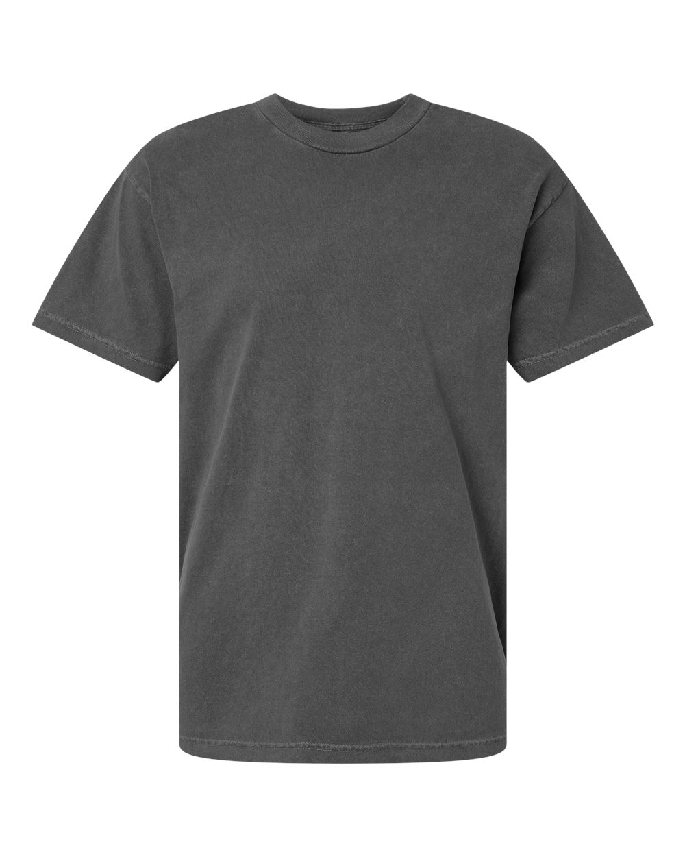 Front View of Faded Black Garment-Dyed Heavyweight Cotton Tee - 1301GD