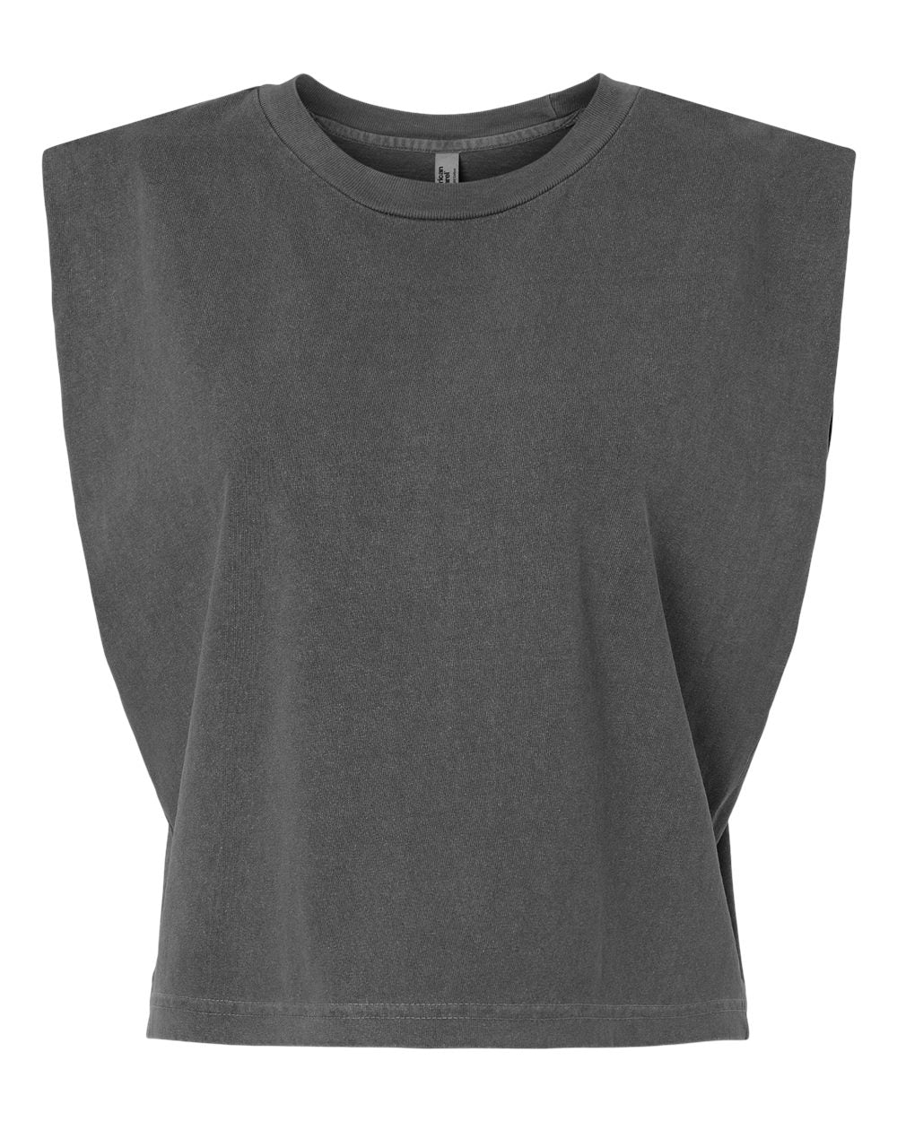 Front View of Faded Black Garment-Dyed Women's Heavyweight Muscle Tee - 307GD
