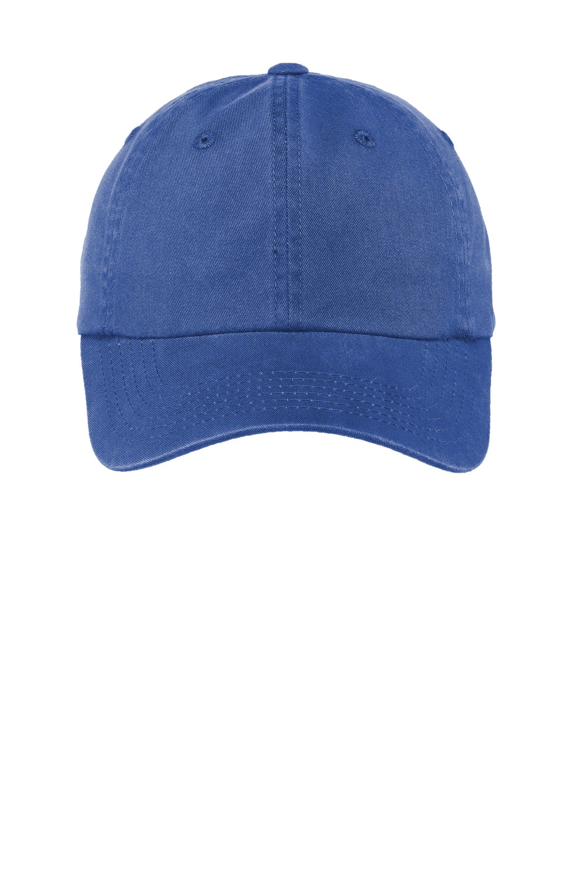 Front View of Faded Blue Port Authority Women's Garment-Washed Cap. LPWU