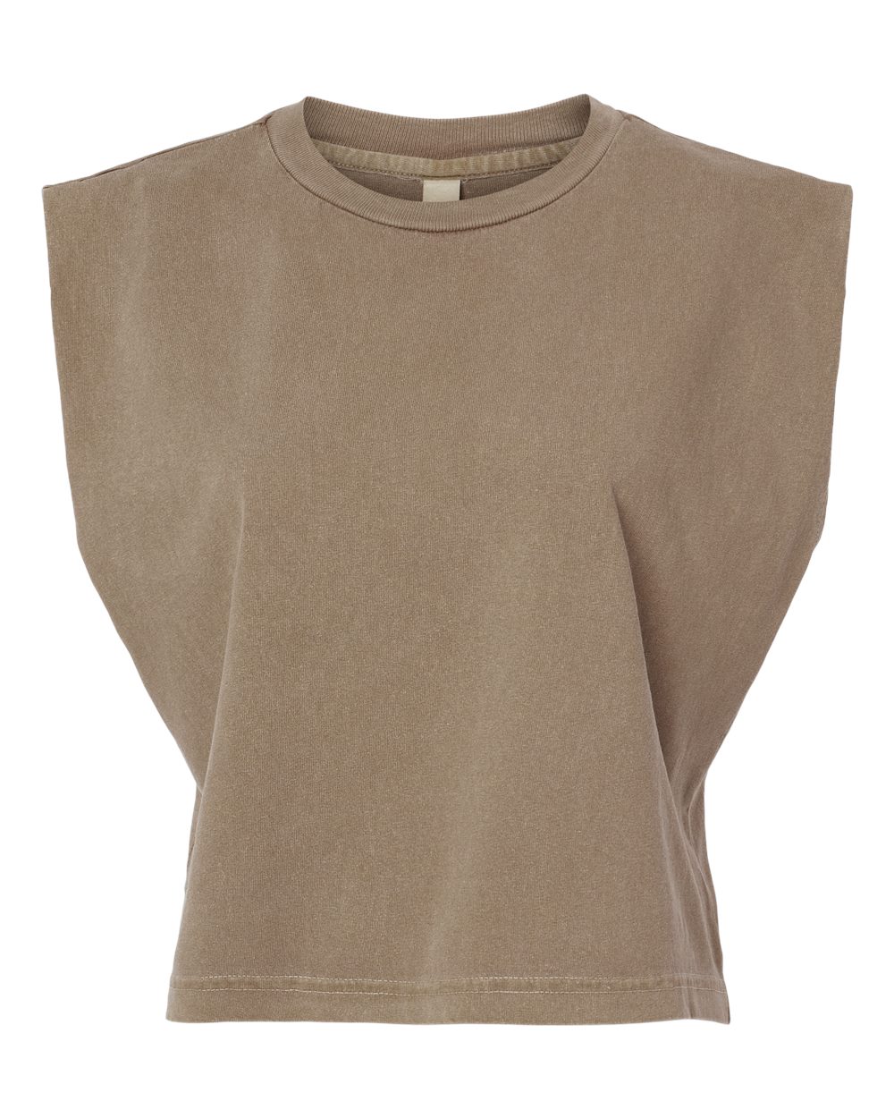 Front View of Faded Brown Garment-Dyed Women's Heavyweight Muscle Tee - 307GD