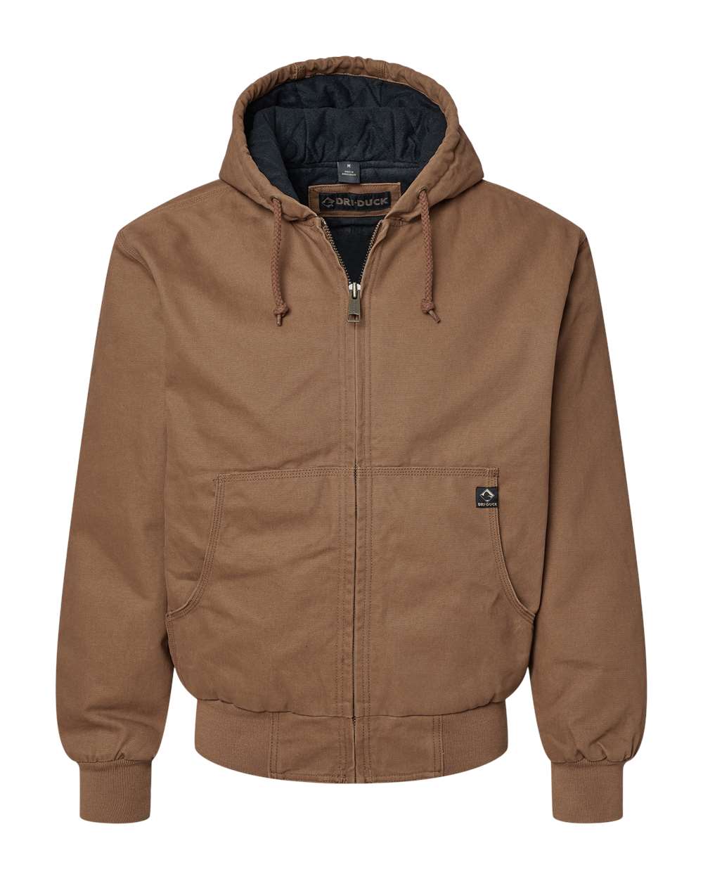 Front View of Field Khaki Cheyenne Boulder Cloth™ Hooded Jacket with Tricot Quilt Lining - 5020