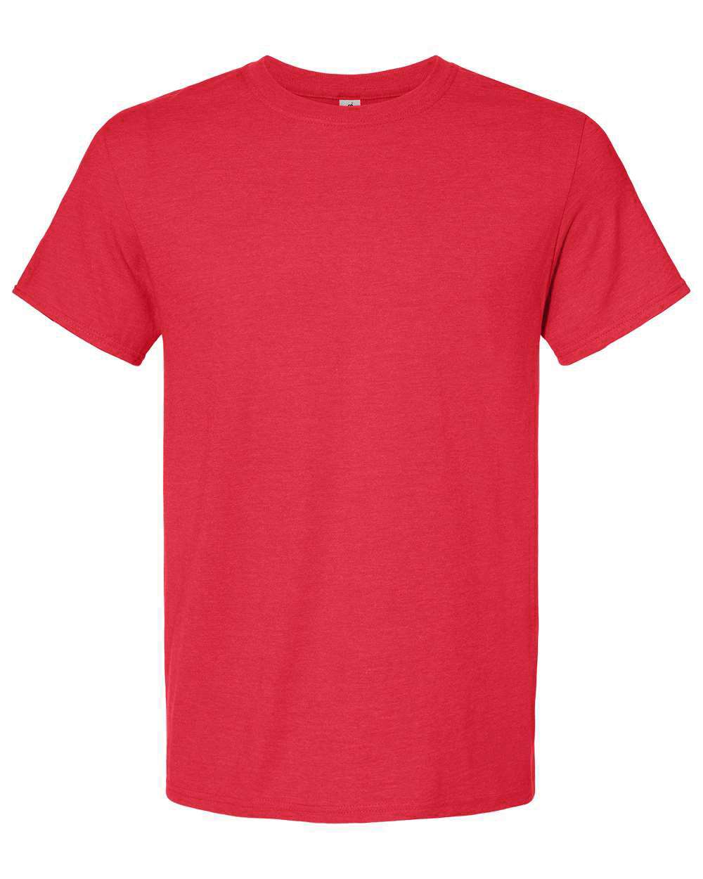 Front View of Fiery Red Heather Premium Blend Ring-Spun T-Shirt - 560MR